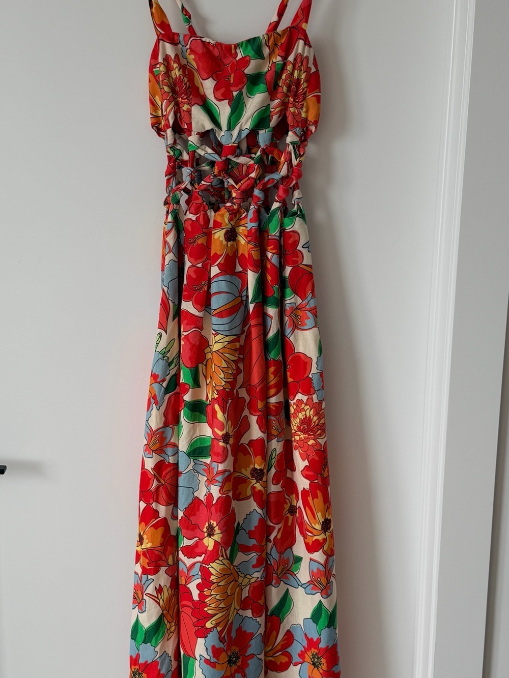 FARM RIO ANTHROPOLIGIE Floral Red Multicolor Summer Maxi Dress - Picture 2 of 14
